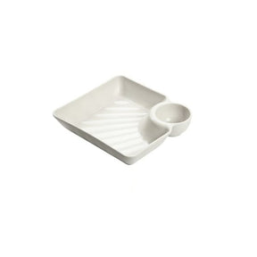 Dipping Plate with Sauce Compartment – Stackable & No-Drip Design