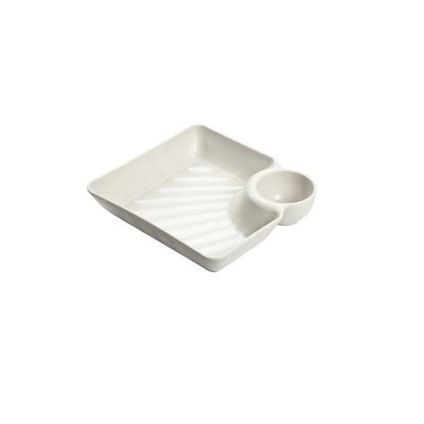Dipping Plate with Sauce Compartment – Stackable & No-Drip Design