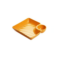 Dipping Plate with Sauce Compartment – Stackable & No-Drip Design