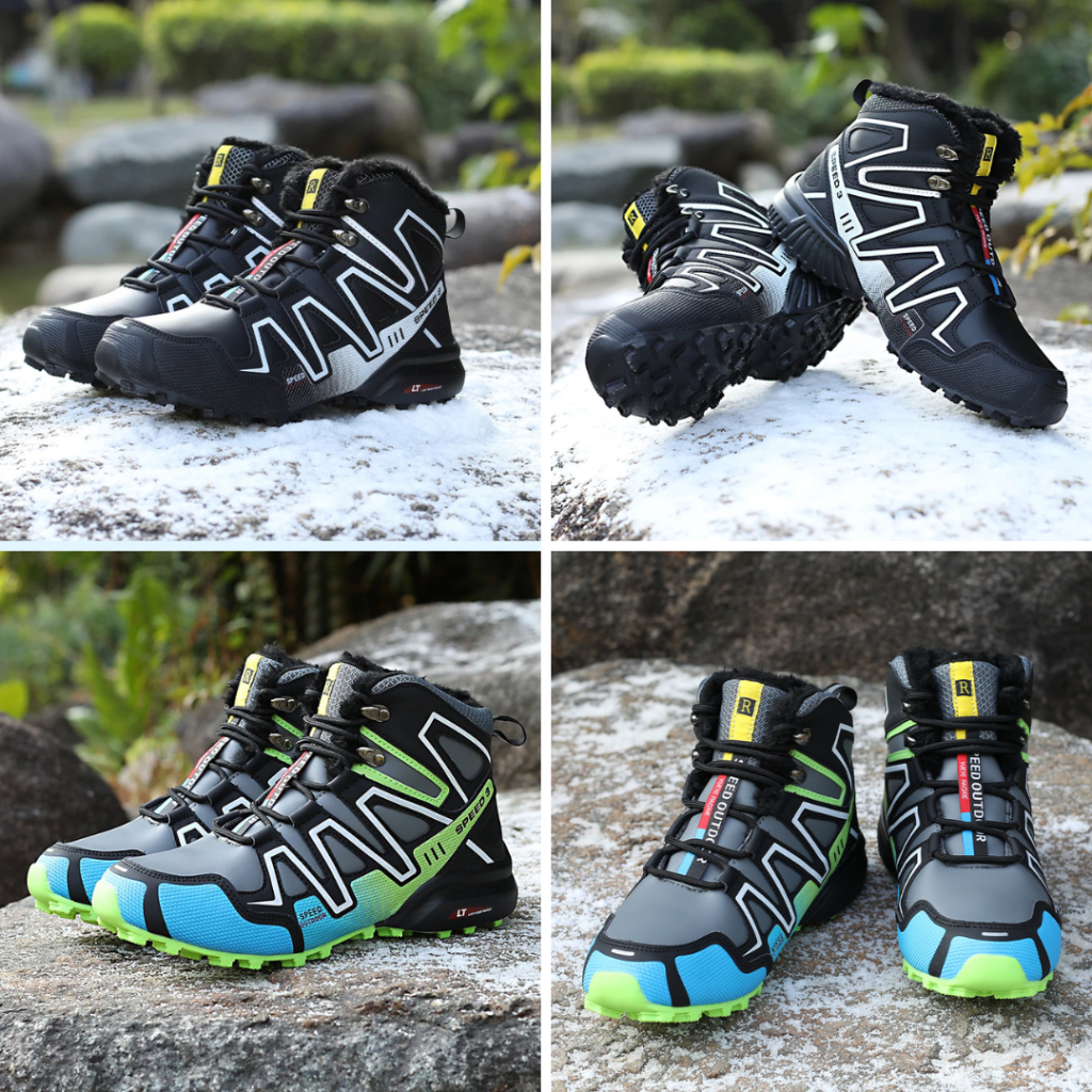 Botas de Caminhada Impermeáveis de Cano Curto com Cadarço para Inverno