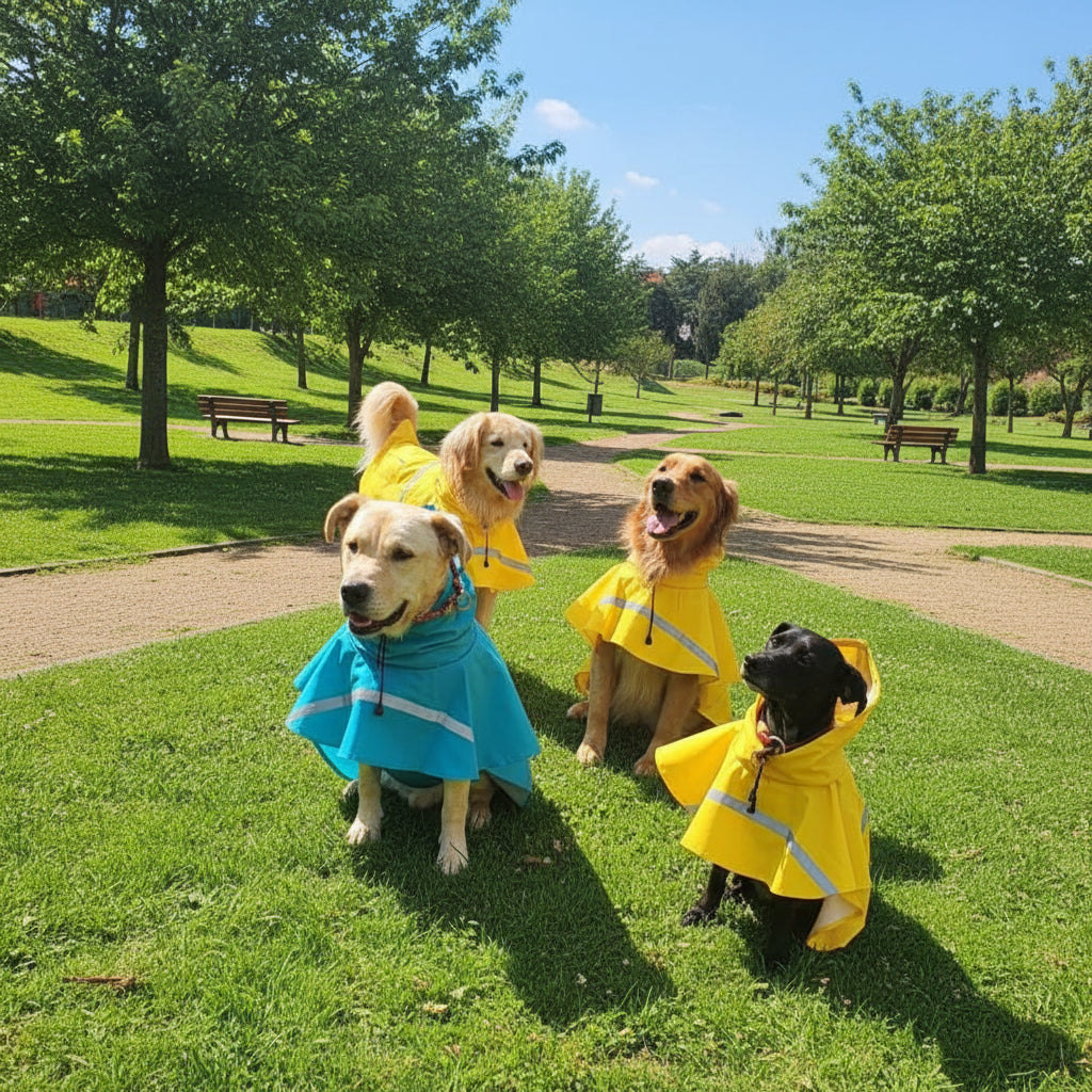 Capa de Chuva Impermeável para Cães com Capuz Ajustável