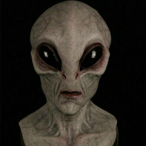 Full Head Alien Halloween Costume Mask with Hand-Painted Latex Silicone Finish