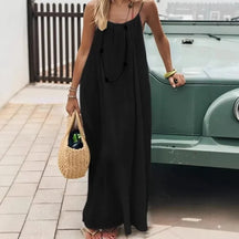Vestido Casual Feminino Longo Sem Mangas com Alças Finas para Praia