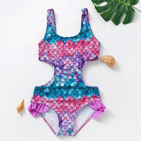 Conjunto de Biquíni Feminino Roupa de Banho Infantil com Babado | Floral
