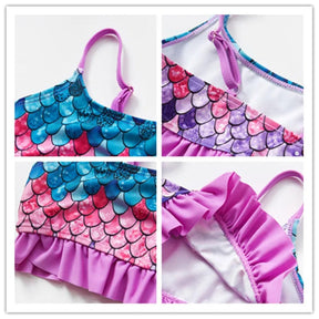 Conjunto de Biquíni Feminino Roupa de Banho Infantil com Babado | Floral