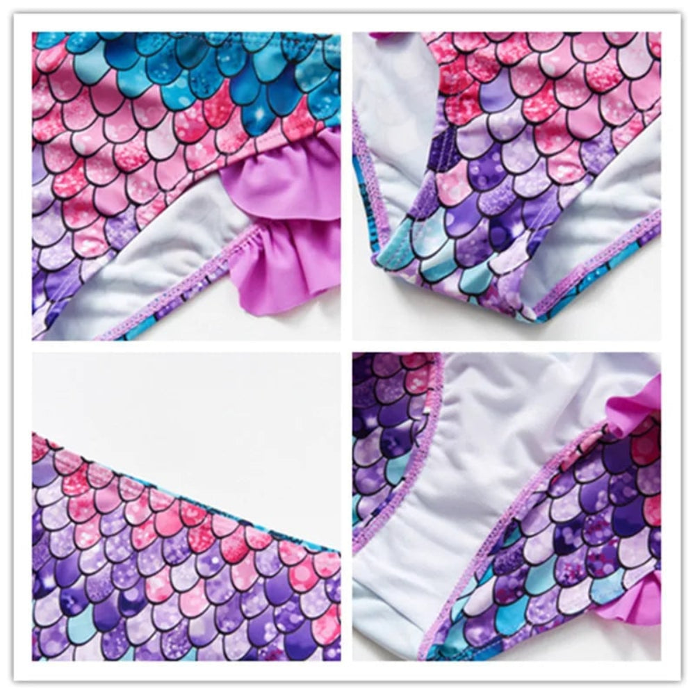 Conjunto de Biquíni Feminino Roupa de Banho Infantil com Babado | Floral