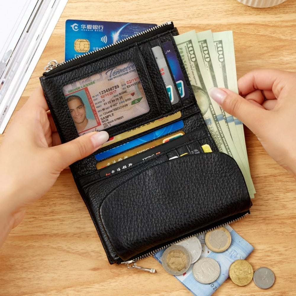 Carteira Feminina com RFID, Porta-cartões Slim e Porta-moedas