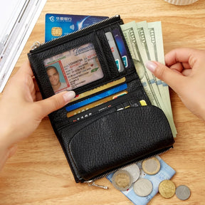 Carteira Feminina com RFID, Porta-cartões Slim e Porta-moedas