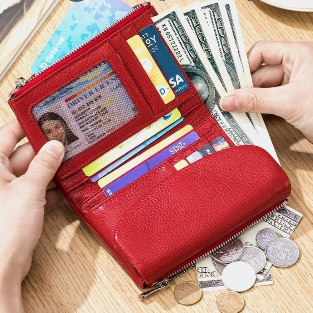 Carteira Feminina com RFID, Porta-cartões Slim e Porta-moedas
