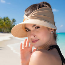 Chapéu de Praia Feminino de Aba Larga Dobrável | Proteção Solar