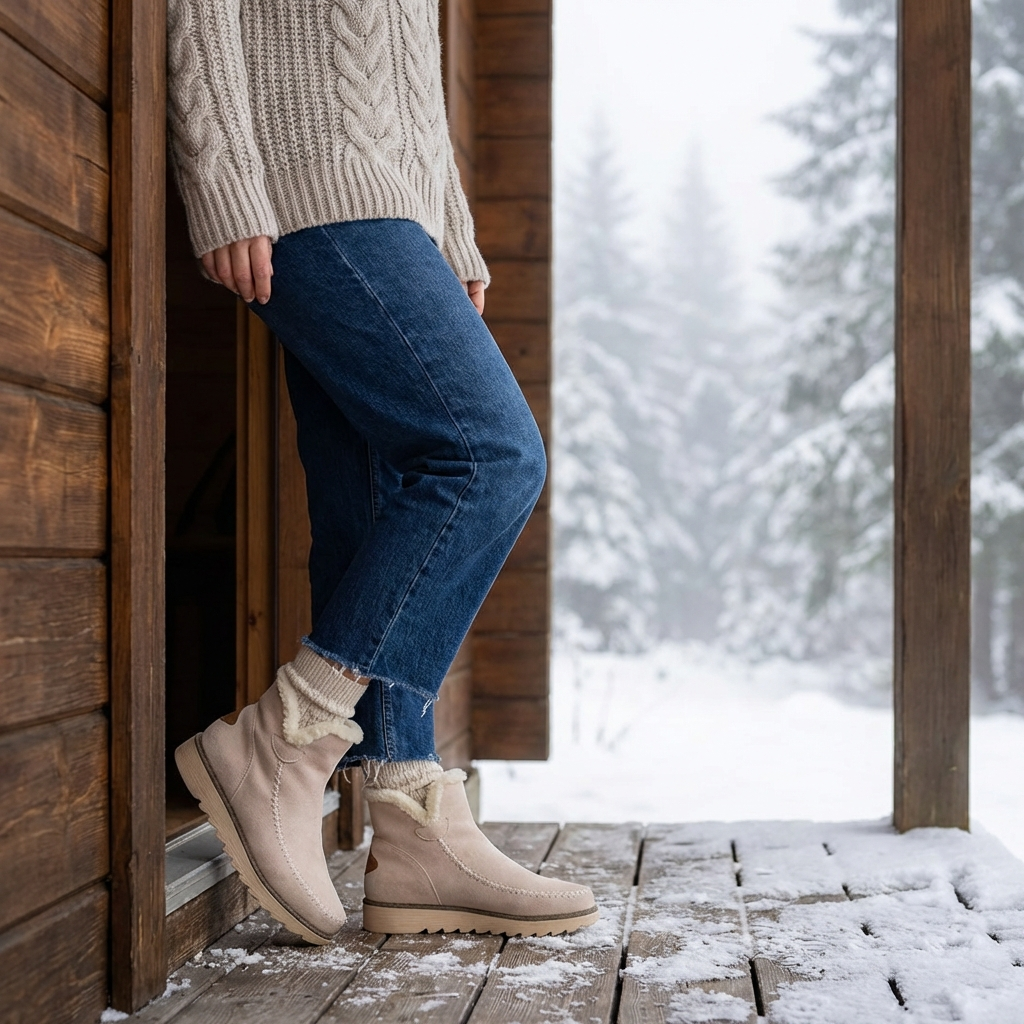 Botas Femininas de Inverno de Cano Curto (Slip-on) | Forradas