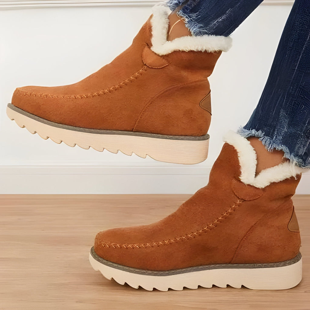 Botas Femininas de Inverno de Cano Curto (Slip-on) | Forradas