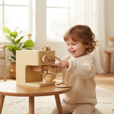 Wooden Coffee Machine Toy Toddlers Pretend Play Kitchen Set