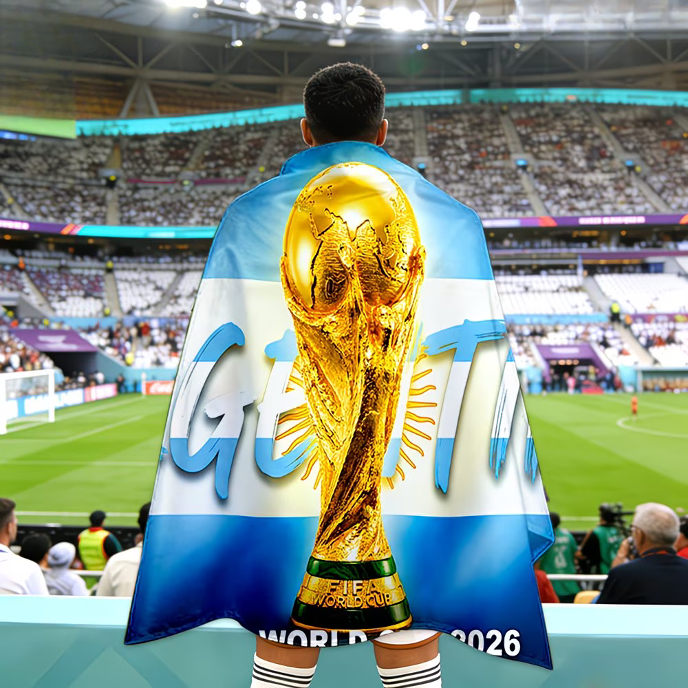 Capa de torcedor da Argentina para a Copa do Mundo bandeira estandarte futebol