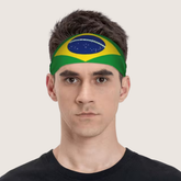 Faixa de Cabelo Esportiva da Copa do Mundo com a Bandeira do Brasil