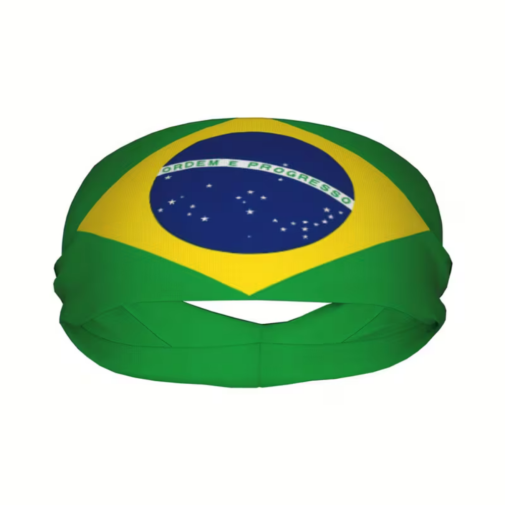 Faixa de Cabelo Esportiva da Copa do Mundo com a Bandeira do Brasil
