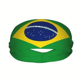 Faixa de Cabelo Esportiva da Copa do Mundo com a Bandeira do Brasil
