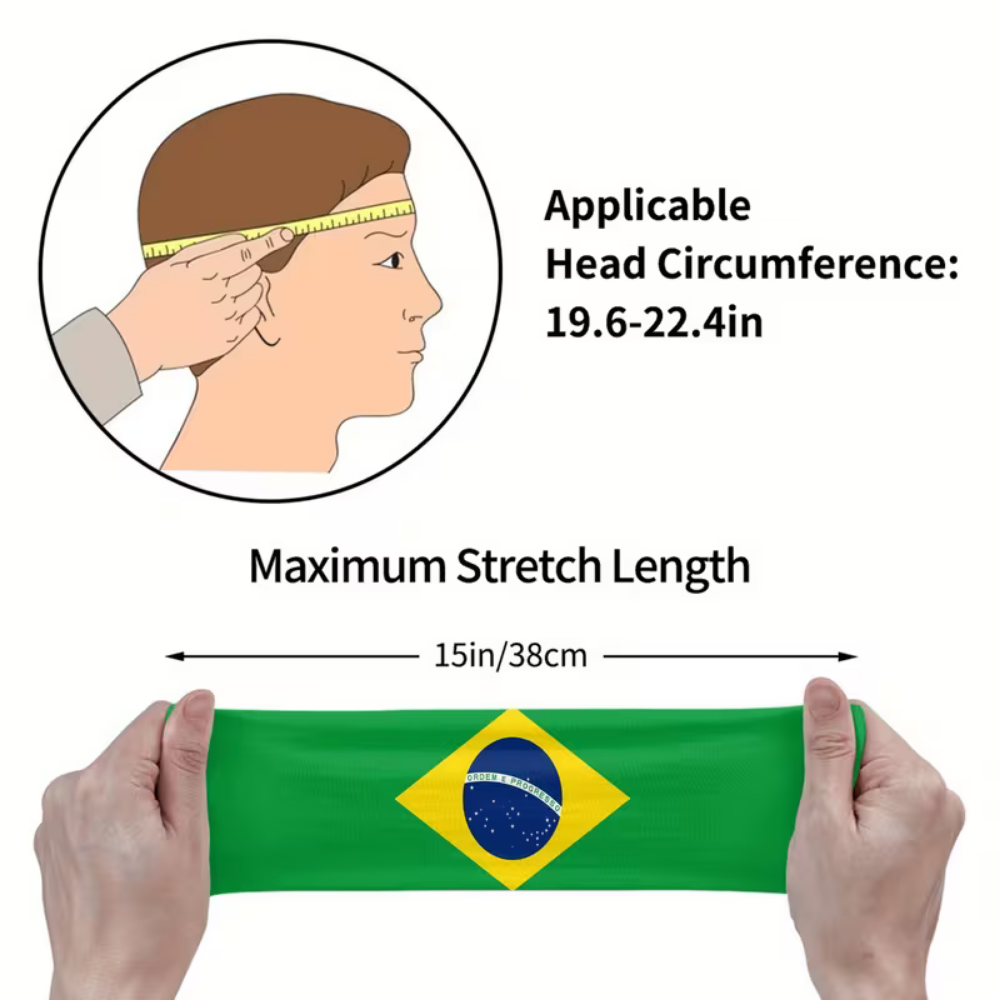 Faixa de Cabelo Esportiva da Copa do Mundo com a Bandeira do Brasil