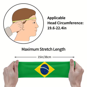 Faixa de Cabelo Esportiva da Copa do Mundo com a Bandeira do Brasil