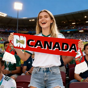 Cachecol de Torcedor da Copa do Mundo com Bandeira do Canadá Lavagem à Mão Esportes Canadá