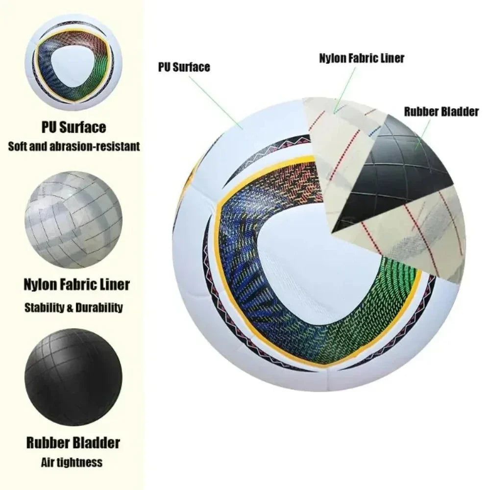 Bola de Futebol Tamanho 5 Durável em PU para Treinos e Partidas ao Ar Livre